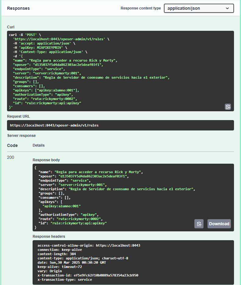 response rule creation 200