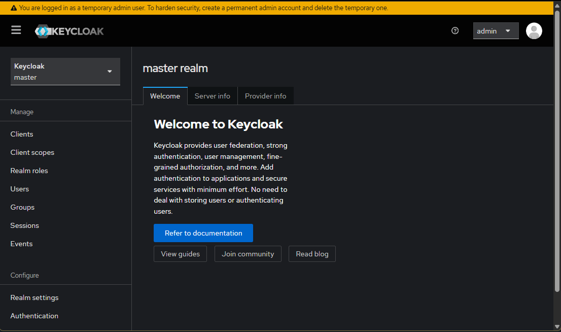 img consola de Keycloak