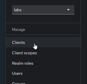 menu clients en keycloak