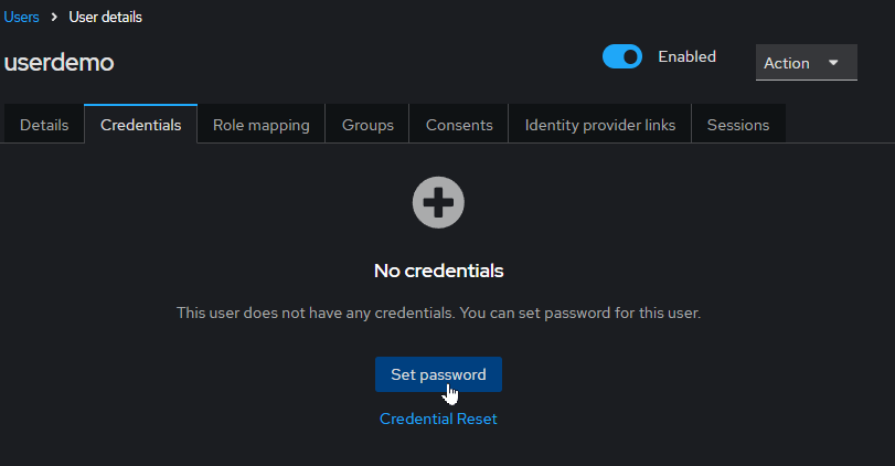set password for user