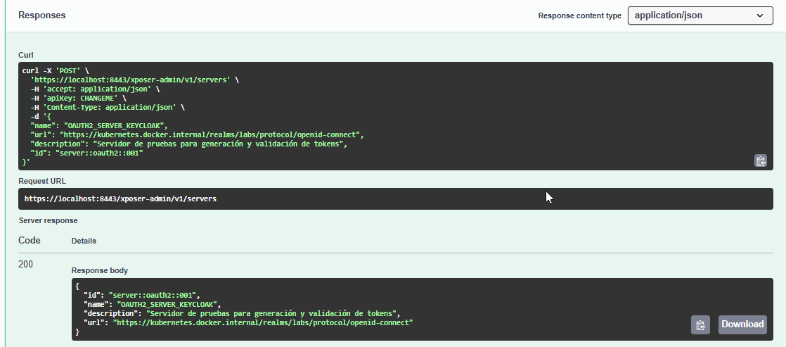 response server creation 200