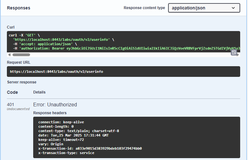 unauth response token invalid