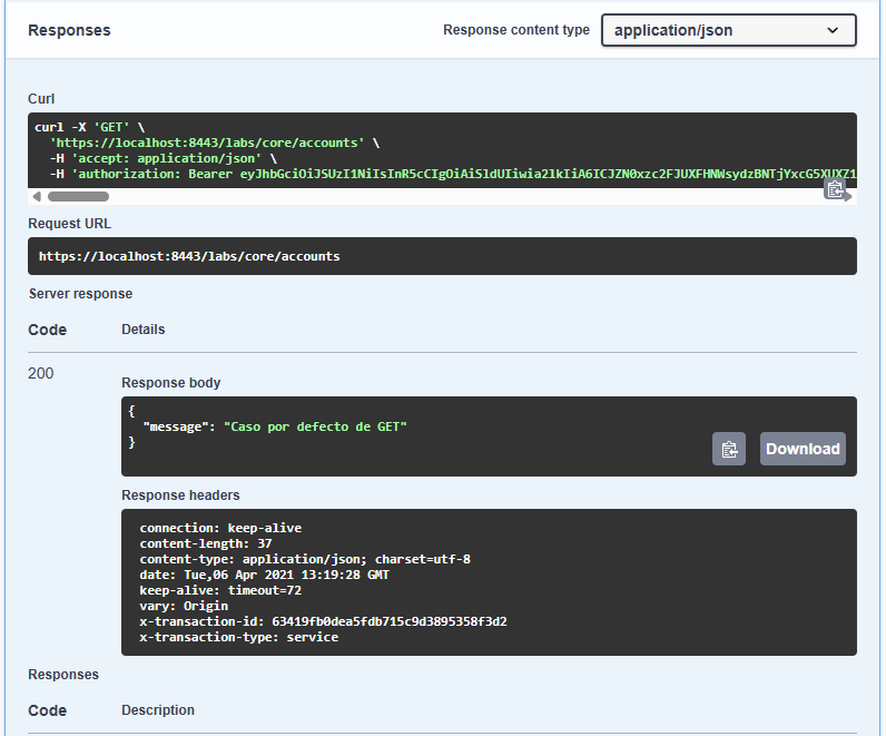 response ok w/token validation
