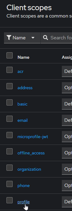 profile client scope